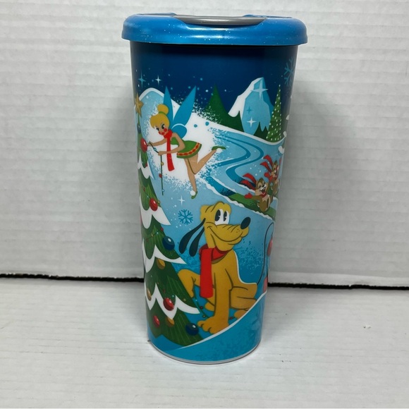 2021 Disney Parks Mickey Blue Tumbler Christmas Holiday Disneyland Cup - Picture 1 of 7